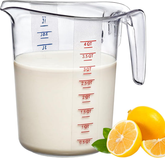 Amazing Abby - Melissa - 128-Ounce Plastic Measuring Pitcher (1-Pack), 16-Cup (4-Quart) Food-Grade Measuring Jug, Unbreakable, Stackable, Dishwasher-Safe, Great for Oil, Vinegar, Flour, and More