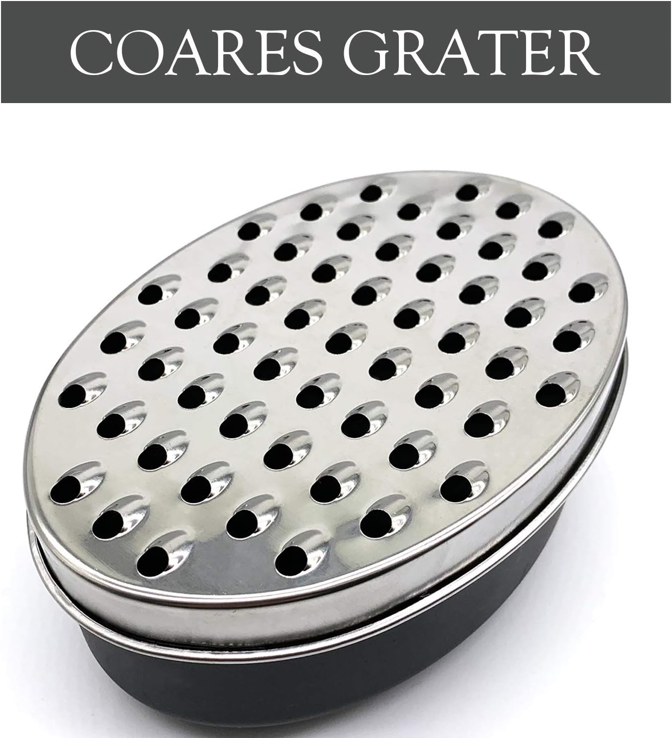Cheese Grater Citrus Lemon Zester with Food Storage Container & Lid - Perfect For Hard Parmesan Or Soft Cheddar Cheeses, Ginger, Vegetables, Butter, Chocolate & Nutmeg (Black)