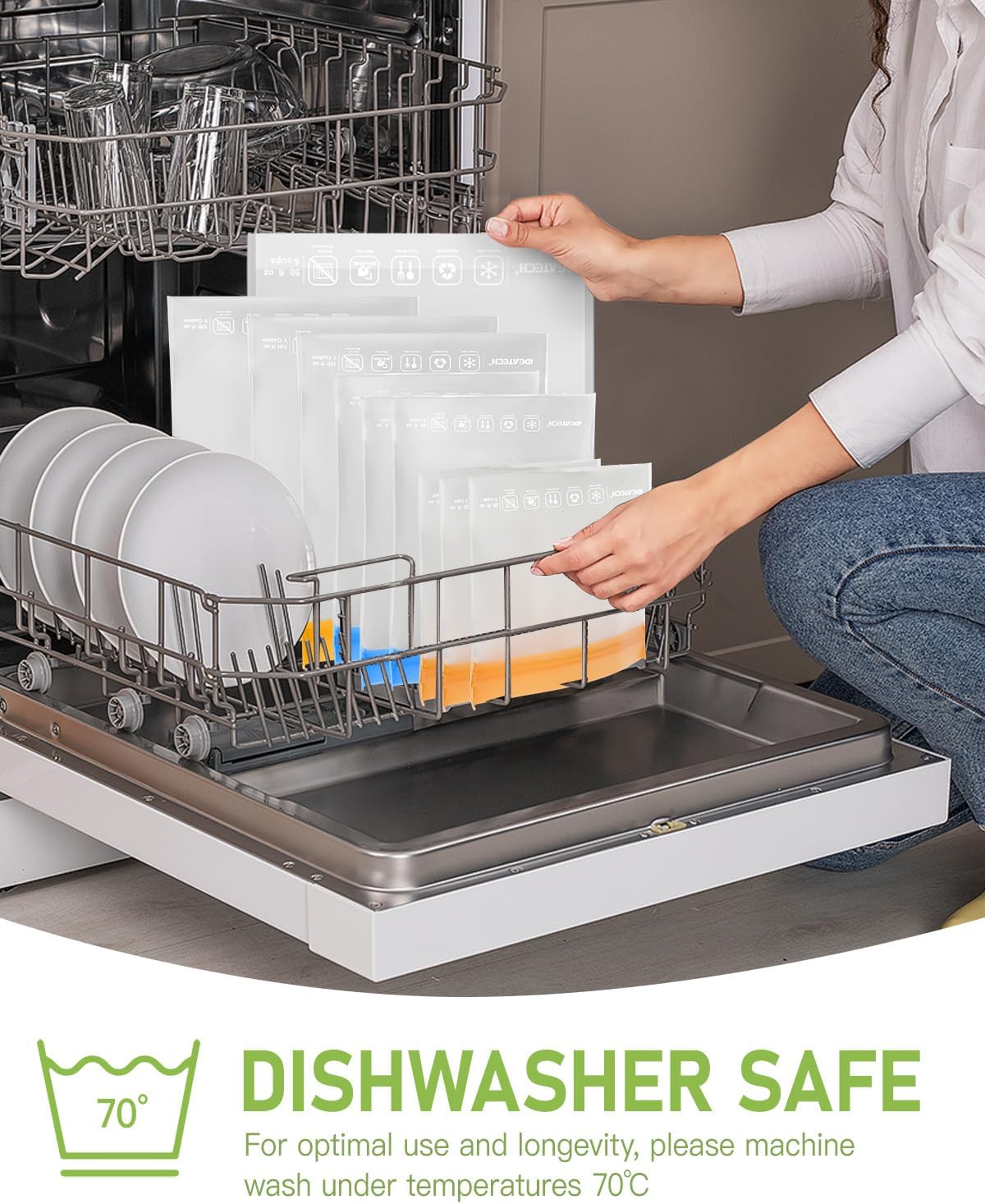 IDEATECH 12Pack Food Storage Bags Dishwasher Safe, BPA Free Reusable Snack Bags, Leakproof Reusable Gallon Freezer Bags for Lunch,Travel(2Gallon 4Quart 4Snack, Colored)