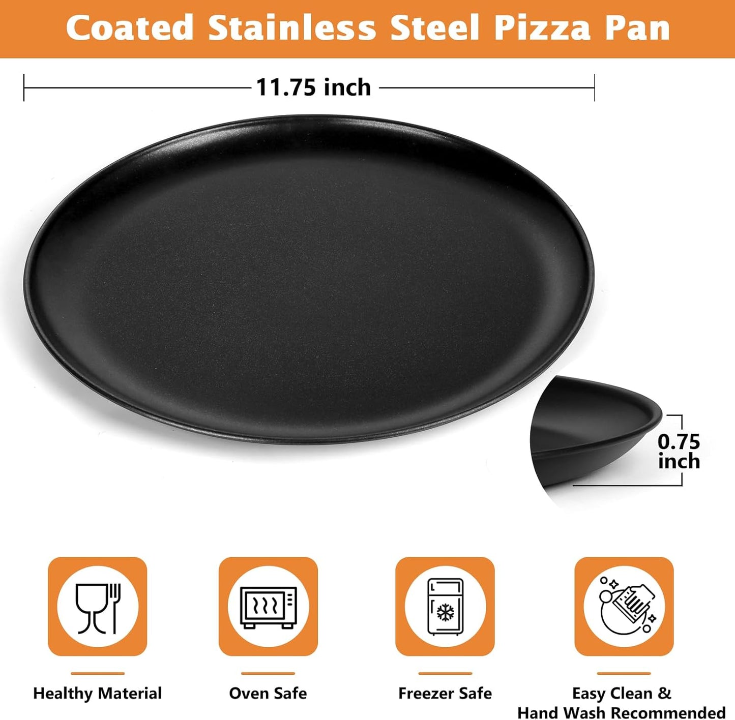 TeamFar Pizza Pan, 12Inch Pizza Tray Round Baking Pans with Stainless Steel Core & Non-stick Coating, for Roasting Cooking, Toxic Free – Set of 4