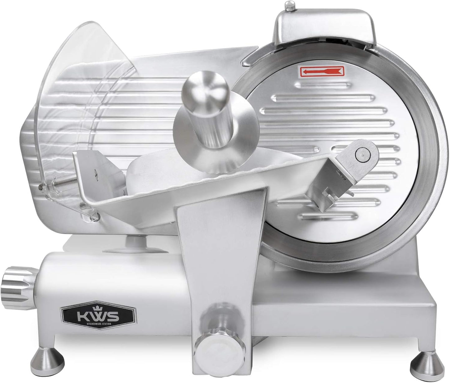 KWS MS-10ES All Metal 320W Electric Meat Slicer 10-Inch with 304 Stainless Steel Blade & Extended Back Space, Frozen Meat/Cheese/Food Slicer Low Noise Commercial and Home Use [ ETL, NSF Certified ]
