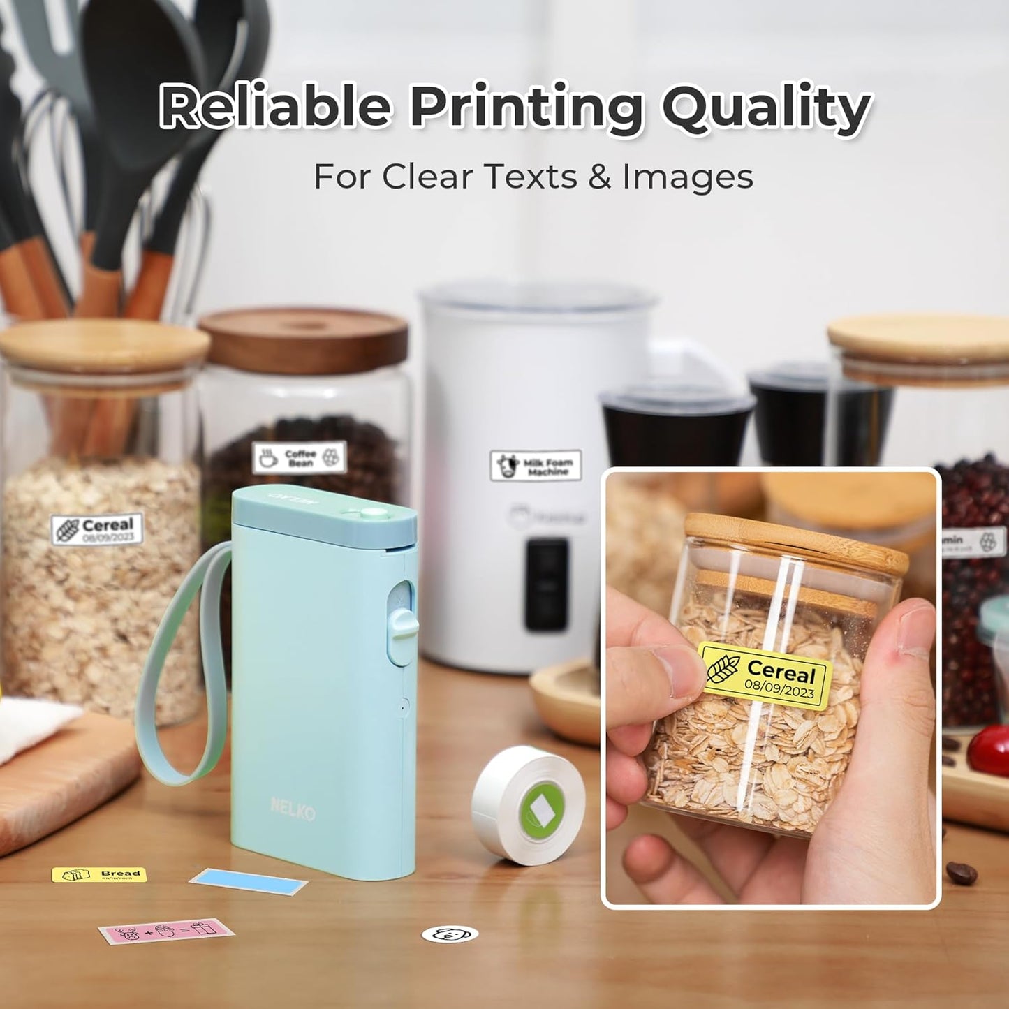 Nelko Label Maker Machine with Tape, P21 Bluetooth Label Printer, Wireless Mini Label Makers with Multiple Templates for School Office Home, Cyan