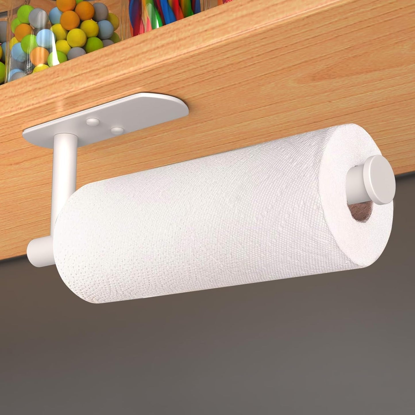 VAEHOLD Adhesive Paper Towel Holder Under Cabinet Wall Mount for Kitchen Paper Towel, Paper Towel Roll Holder Stick to Wall, Stainless Steel - Brown