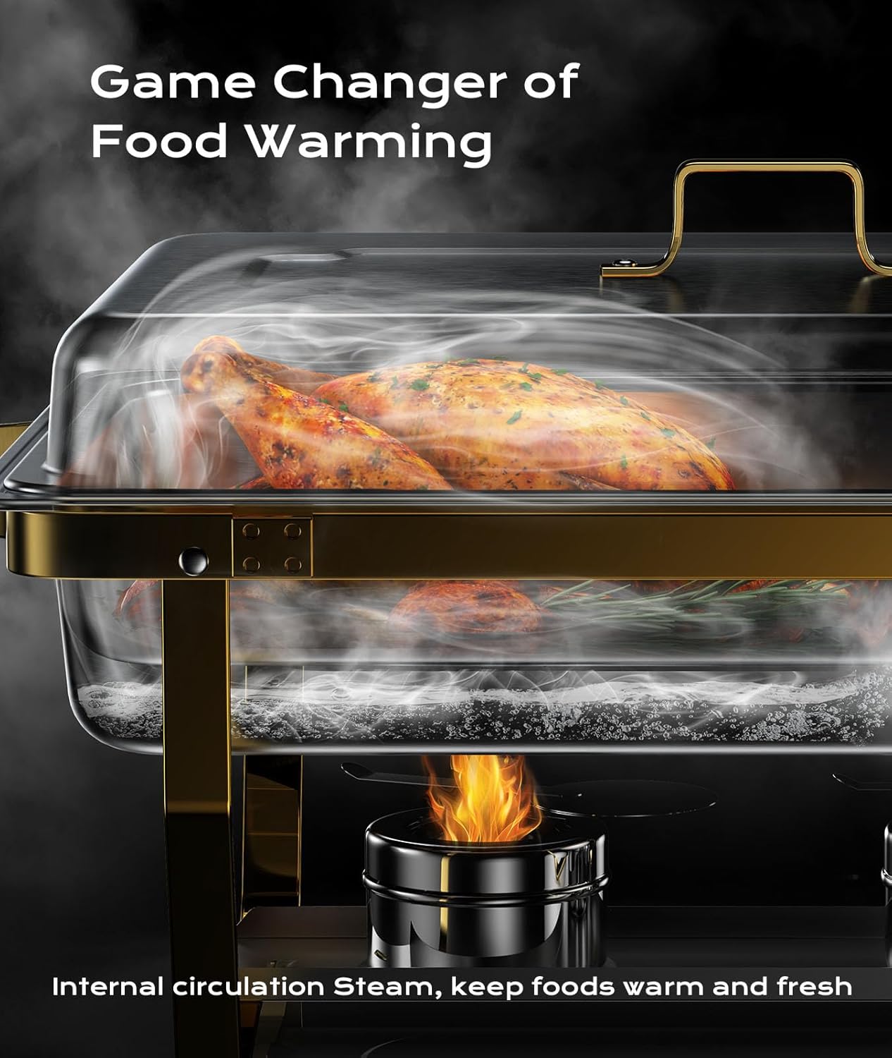 Chafing Dishes for Buffet 4 Pack, 9QT [Elegant Gold and Silver Colors] Food Warmers for Parties Buffet [Sturdy and High Grade] Chafing Dish Buffet Set for Any Party with Complete Set