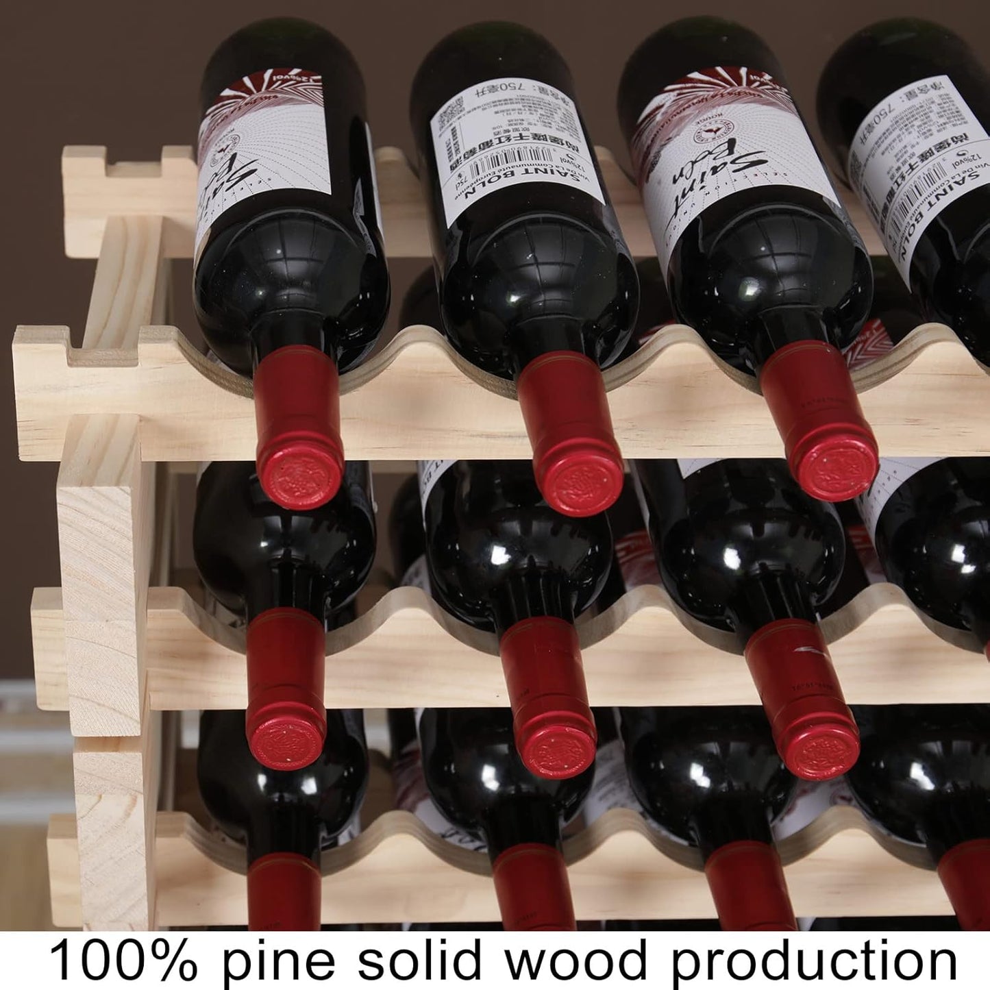 Wine Rack Cabinet Wooden Freestanding for Floor Stackable Storage Wine Bottle Holder (80 Bottles) (JJ)