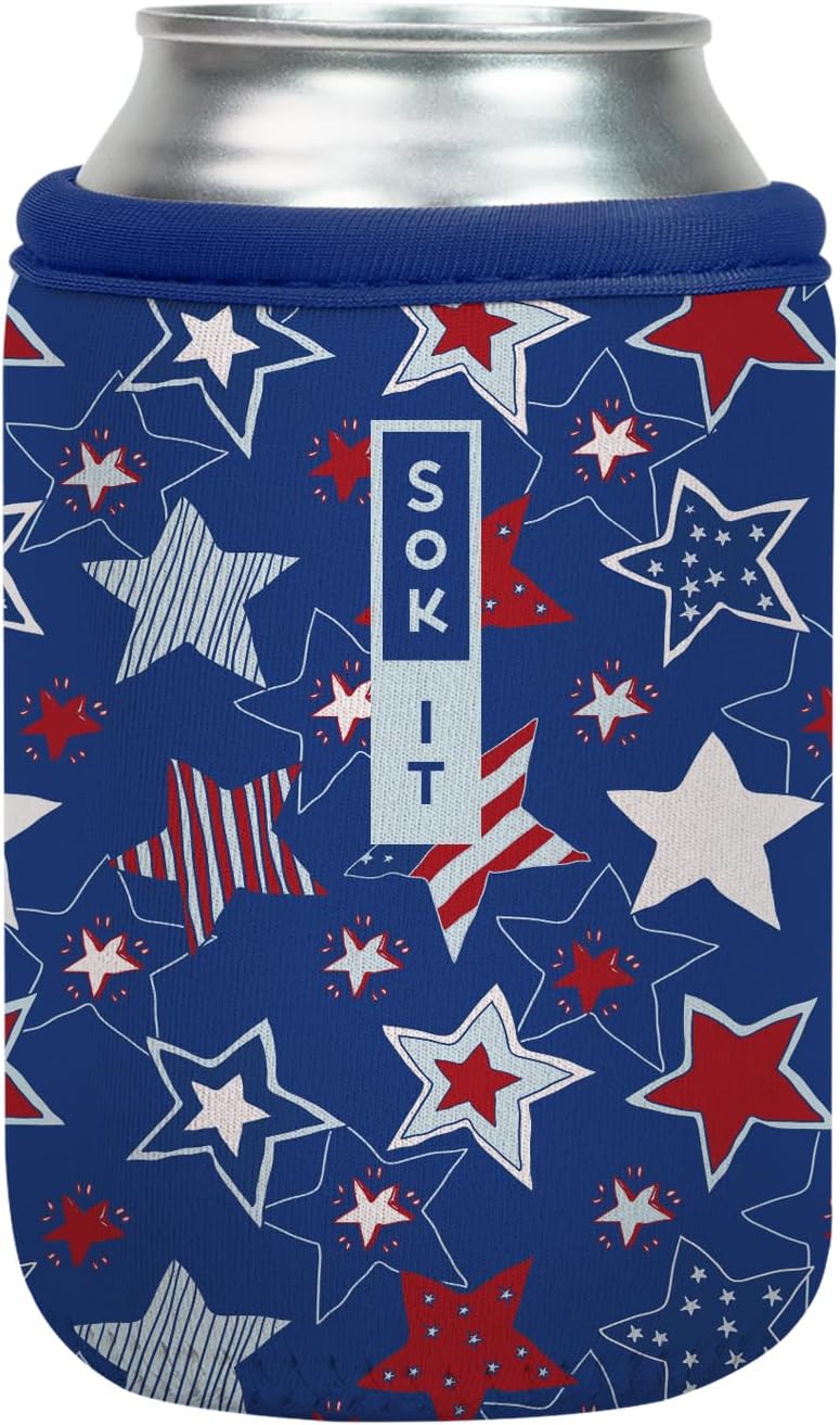 Sok It CanSok Sleeve for Beer & Soda Insulated Neoprene Cover (Star-Spangled, 12oz Can Sleeve)