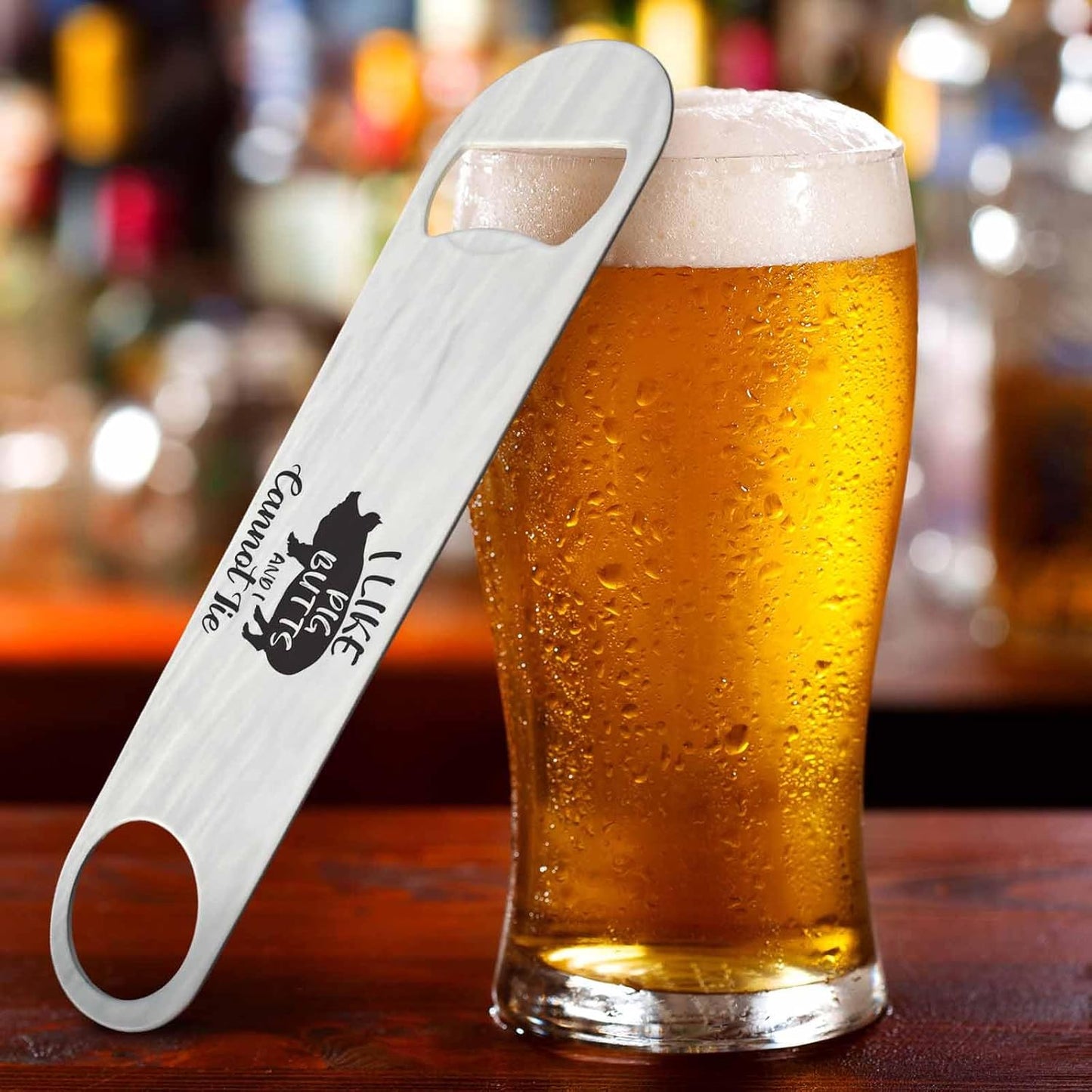 Art Design Stainless Steel Bottle Opener I Like Pig Butts and I Cannot Lie Adorable Lettering Flat Beer Bottle Opener Keychain for Home Kitchen Bar Restaurant Party Birthday Gift