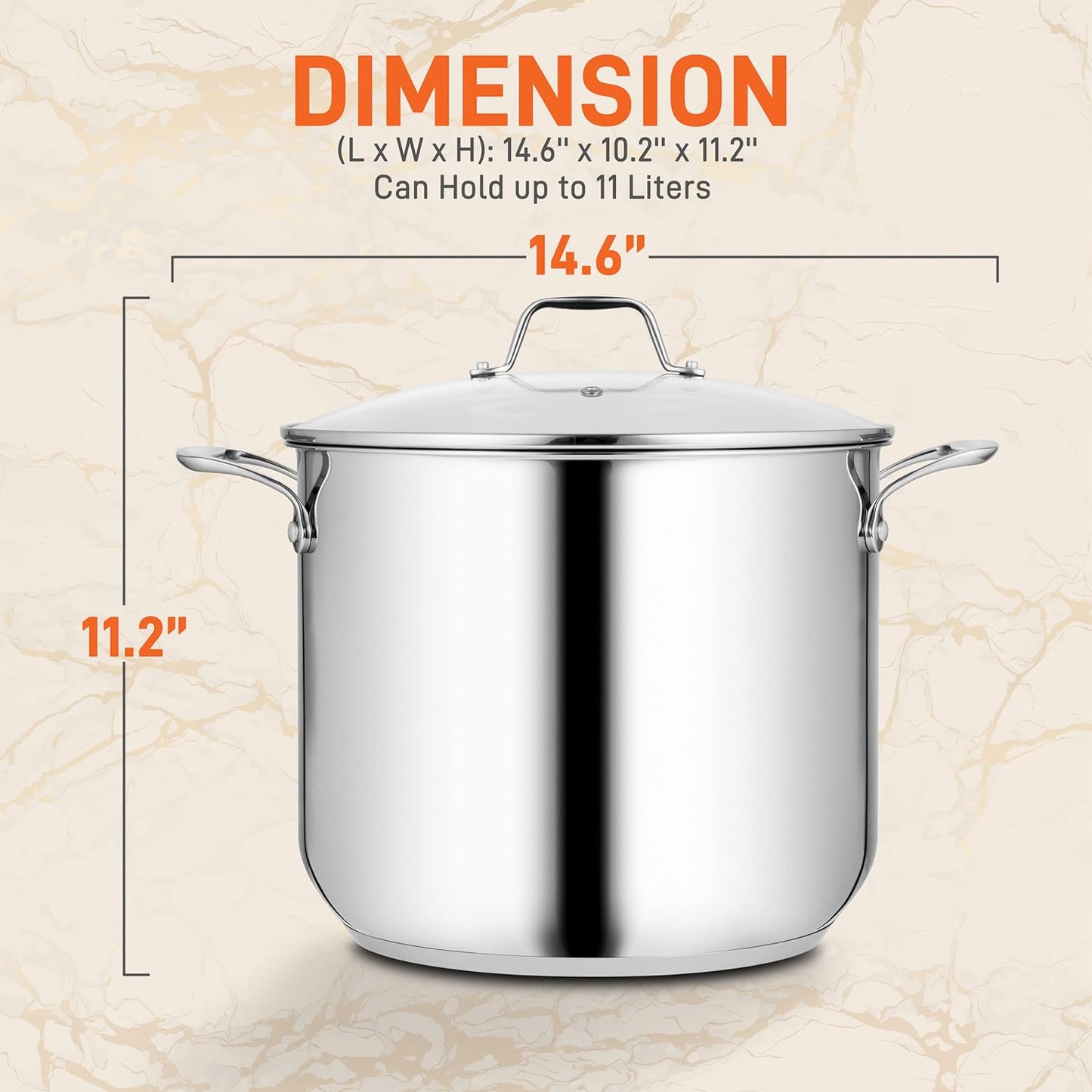 NutriChef 12-Quart Stainless Steel Stockpot – 18/8 Food Grade Heavy-Duty Induction-Compatible Pot with See-Through Lid, Ideal for Stews, Broths, Simmering & Soups, Dishwasher Safe – NCSP12