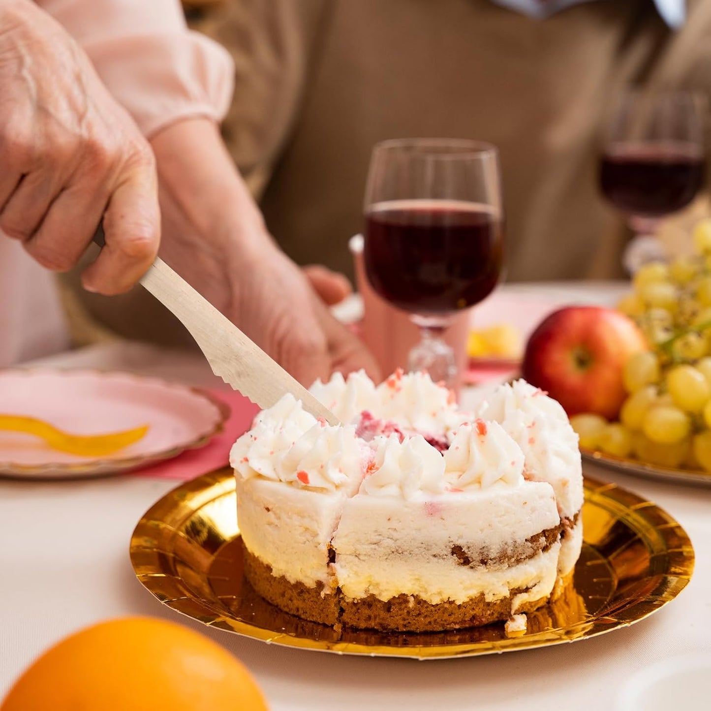 ECOLipak 300 Count Disposable Wooden Knives, Wooden Compostable Disposable Knives for Party, Camping, Traveling, Family Dinners