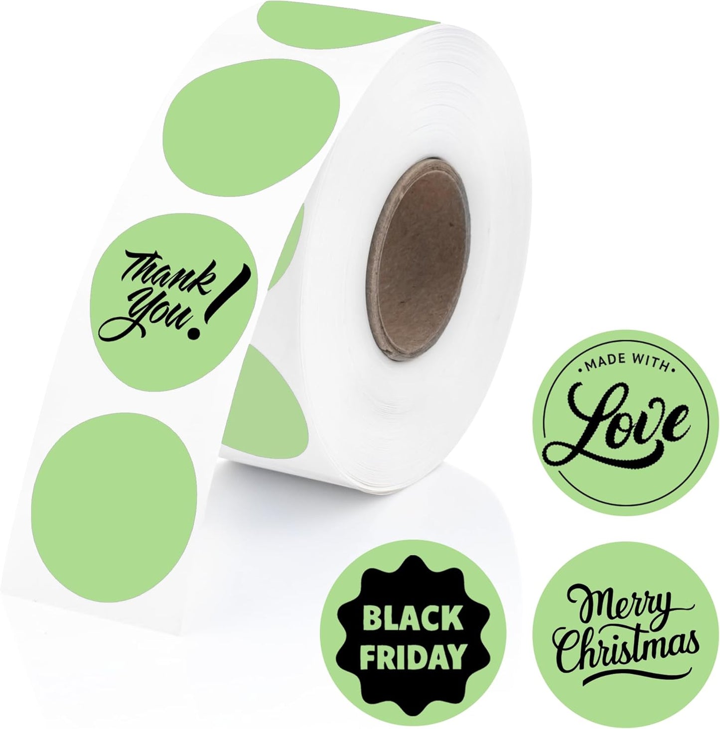 Perco Green 1-Inch Perforated Circle Dot Thermal Sticker Labels — 735 Stickers/Roll, Direct Thermal Printer Compatible—with Permanent Adhesive for Color Coding, Garage Sales, Crafts—Made in USA