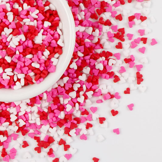 Sweet Mini Heart Sprinkles Sugar, Valentines Love Sprinkles for Cupcake Decorating, 150g/5.29oz Mix Edible White Pink and Red Candy, Cookie, Ice Cream, Mother's Day, Wedding Party Supplies