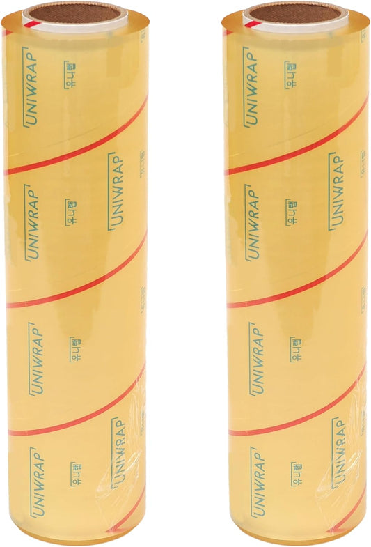 VisionTechShop Uniwrap 2 rolls of Food wrapping Plastic Cling Film for Manual & Automatic Overwrap, 13 micron, 18" x 3379', MADE IN KOREA