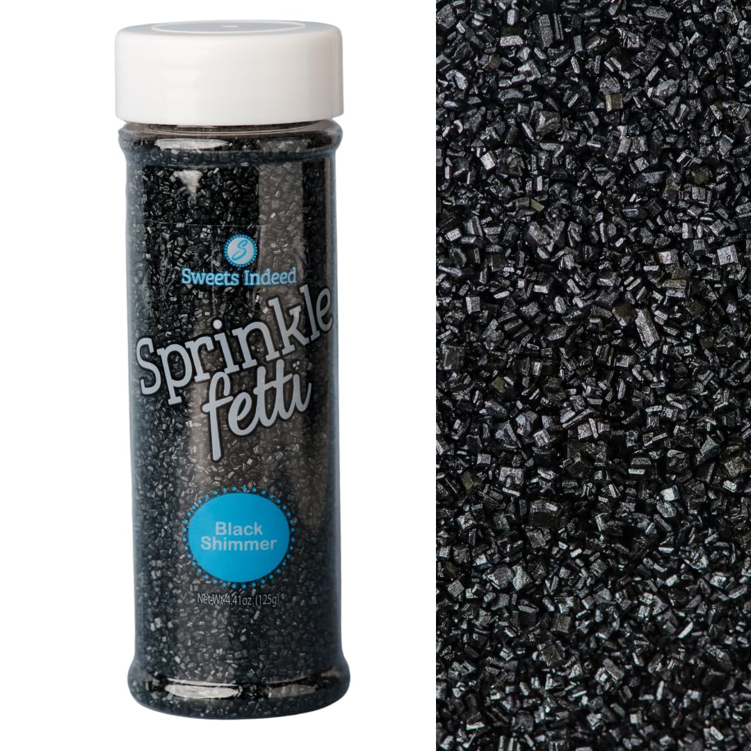Sweets Indeed Sprinkles, Edible Sprinkle Sugar Mix, Perfect for Cake Decorations, Baking, Ice Cream, Cookies, Cupcake Topper, 5 ounces (Black)