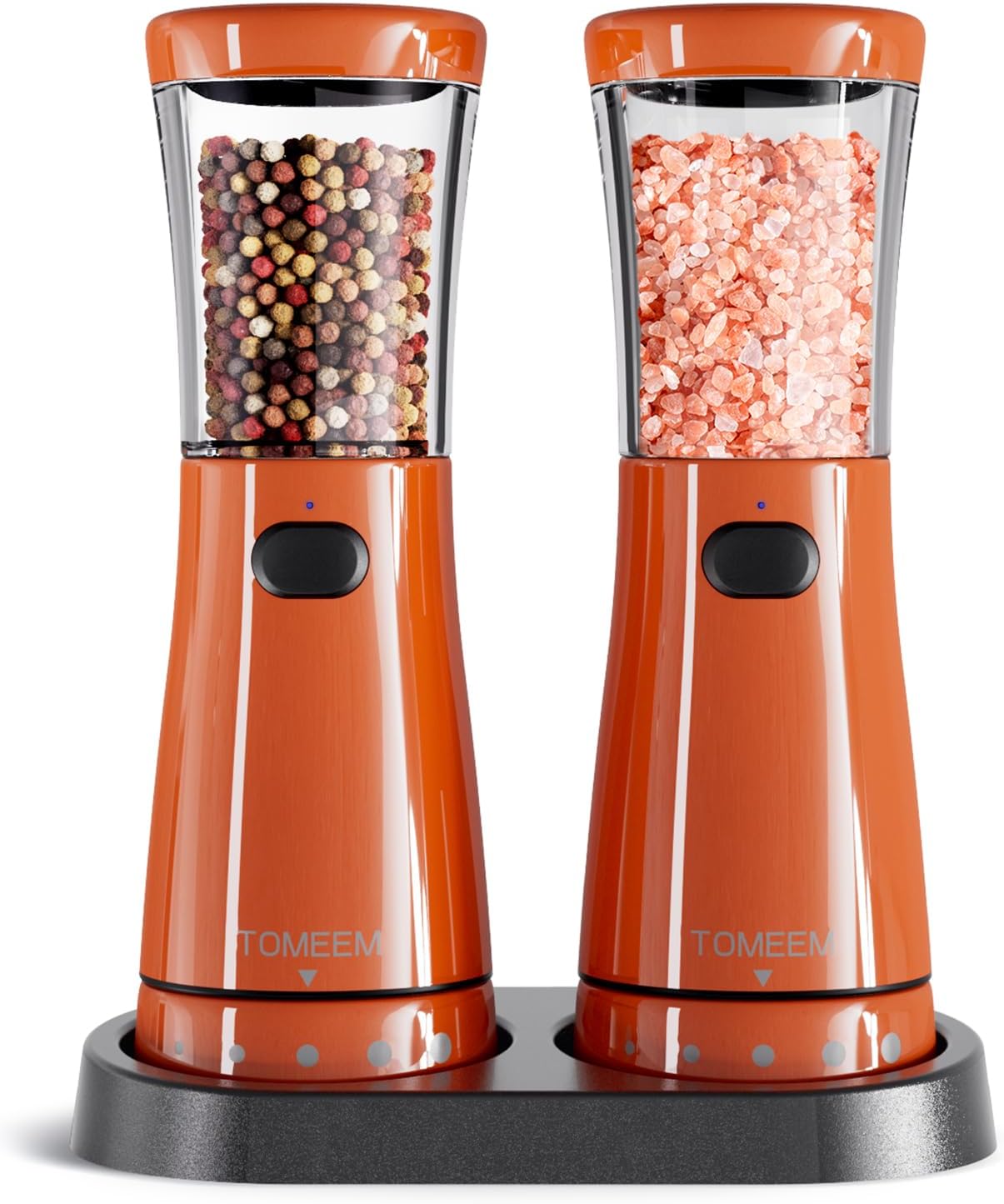 Electric Salt and Pepper Grinder Set with Storage Base, Stainless Steel Rechargeable Salt and Pepper Grinder Set with 4.5 oz Large Capacity, 1.8" Wide Mouth, Adjustable Coarseness, Ideal for Kitchen