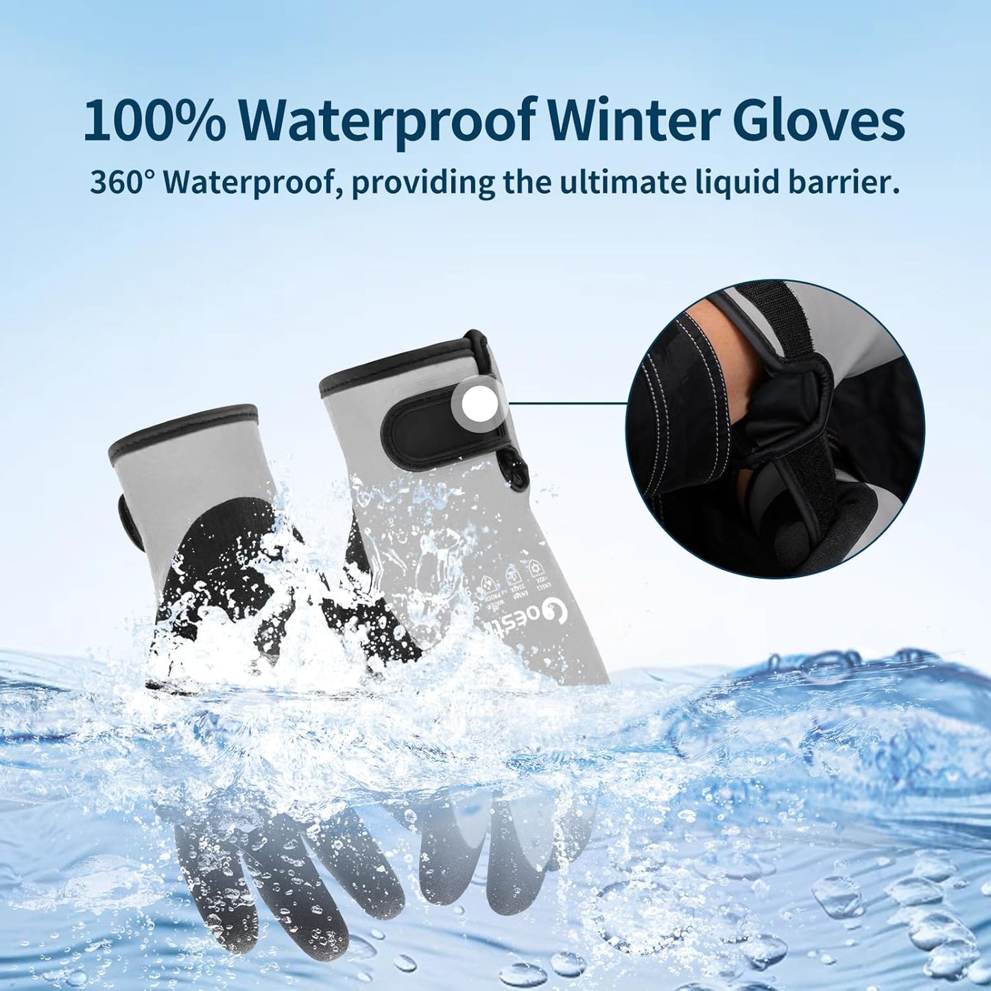 Waterproof Winter Gloves for Men & Women, Insulated Work Gloves with Grip for Cold Weather, Construction & Snow Work