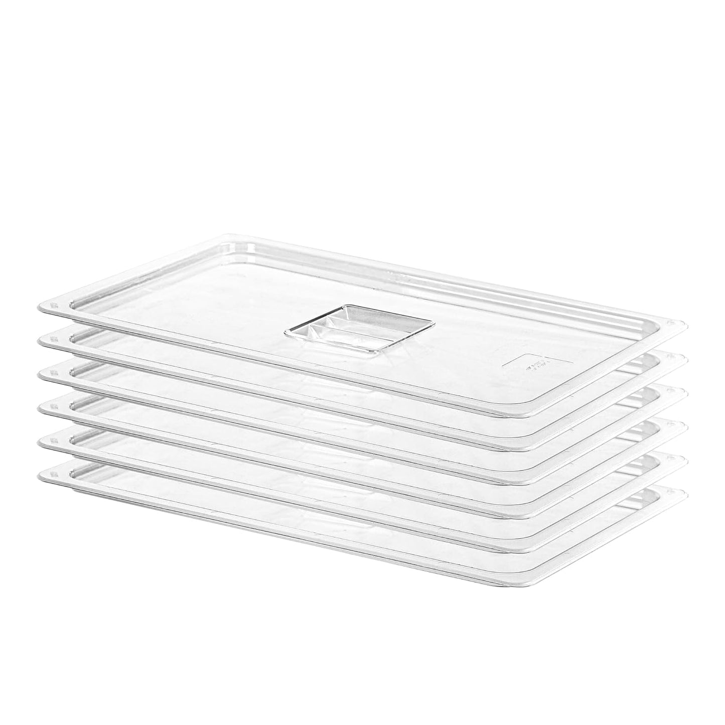 6 Pack 1/1 Size Lids Universal Full Size BPA-Free Polycarbonate Clear Food Pan Lids Dishwasher Safety Food Storagge Container Cover with Handle for Food Prep Table Hotel