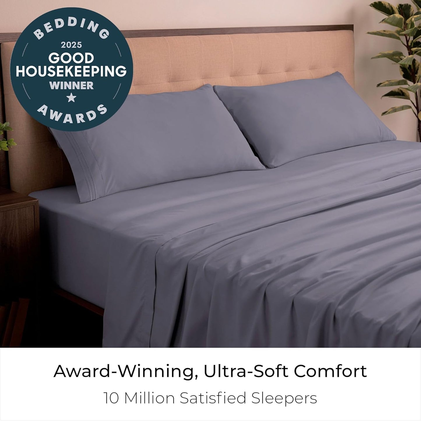 Mellanni California King Sheets Set - 4 PC Iconic Collection Bedding - Hotel Luxury, Extra Soft, Cooling Bed Sheets - Wrinkle, Fade, Stain Resistant (Cal King, Hazy Lilac)