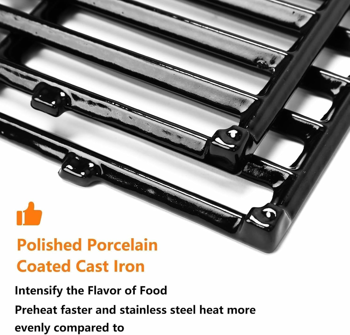 Uniflasy 17.5" Porcelain-Enameled Cast Iron Grill Grates for Weber Spirit E-210 S-210 E-220 S-220, Spirit I & II 200 Series with Front Control, 7637 Polished Grill Grate Replacement Parts, 2-Pack