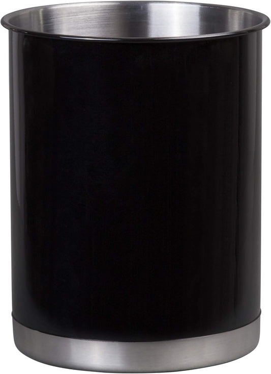 Creative Home Stainless Steel Utensil Holder– 6.3" Large Cooking Tool Organizer for Kitchen Decor and Countertop Storage, Stable Anti-Tip Design, Durable Powder-Coated Finish, Black