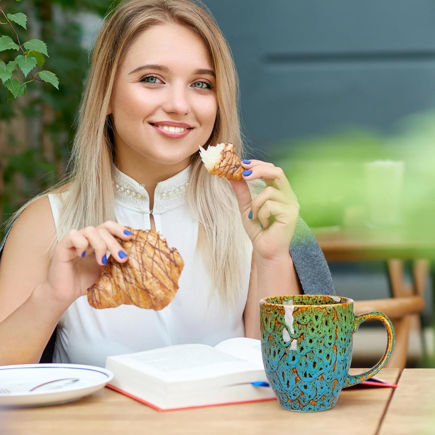 Set of 2 Durable 16 oz Coffee Cups, Large Coffee Mugs with Ergonomic Handle, Ceramic Mugs Dishwasher & Microwave Safe, Ideal Tea Mugs for Home, Office, Gifts (coffee, Tea, Hot Cocoa, Latte Cup)