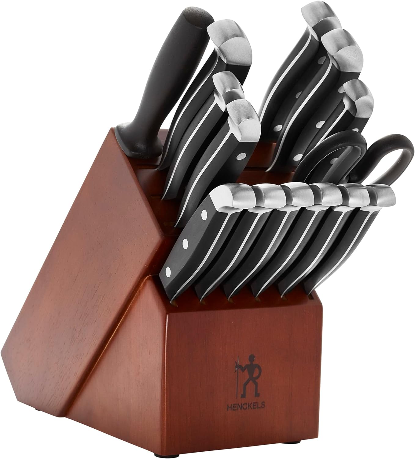 HENCKELS Premium Quality 15-Piece Knife Set with Block, Razor-Sharp, German Engineered Knife Informed by over 100 Years of Masterful Knife Making, Lightweight and Strong, Dark Brown
