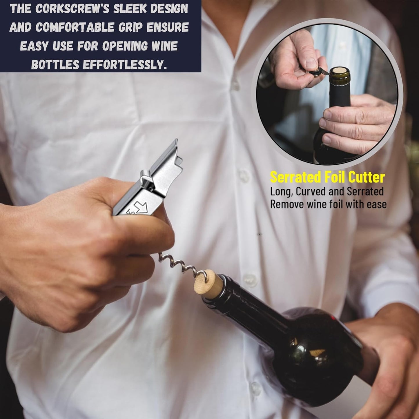 A&A Wonders Wine Accessories Set, Featuring 3 in-1 Multifunctional Waiters Corkscrew Bottle Opener, Wine Aerator Pourer Spout & Decanter, Air-Tight Wine Stopper.