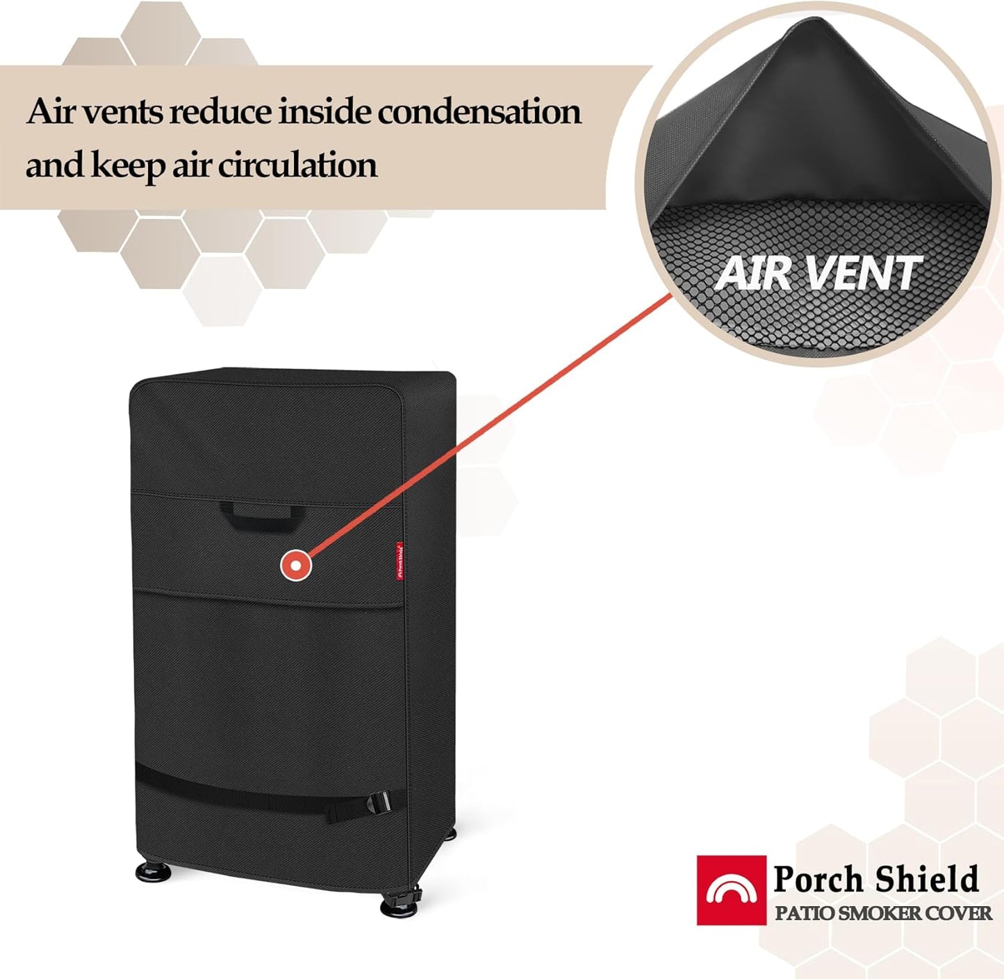 Porch Shield 30 Inch Electric Smoker Cover for Masterbuilt Smoker, Waterproof Heavy Duty Outdoor Smoker Grill Covers 23W x 21D x 35H inch, Black