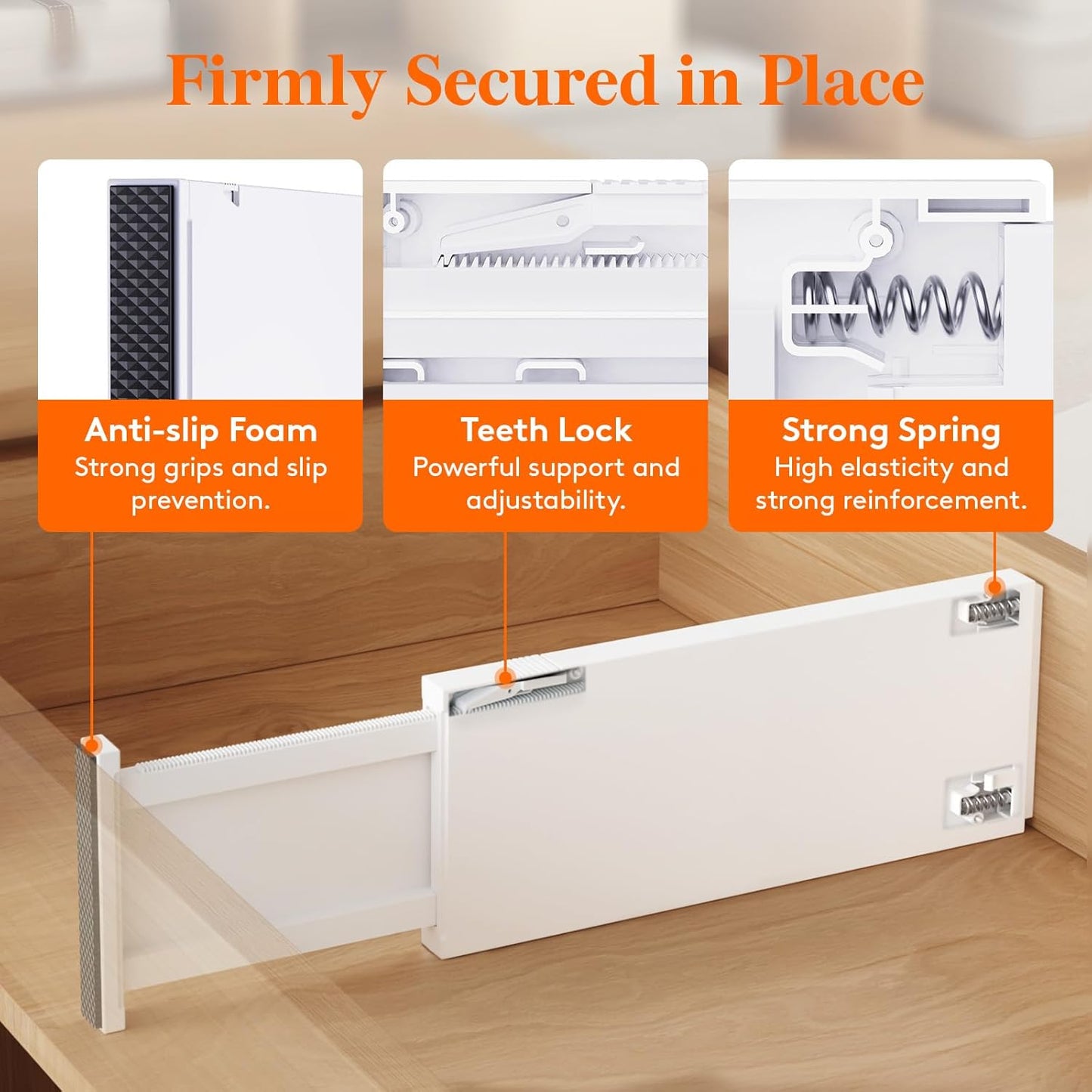 Lifewit 16 Pack Drawer Dividers 5" High, 13.5-22" Adjustable Clothes Organizers, Expandable Dresser Separators in Bedroom/Bathroom/Kitchen/Office