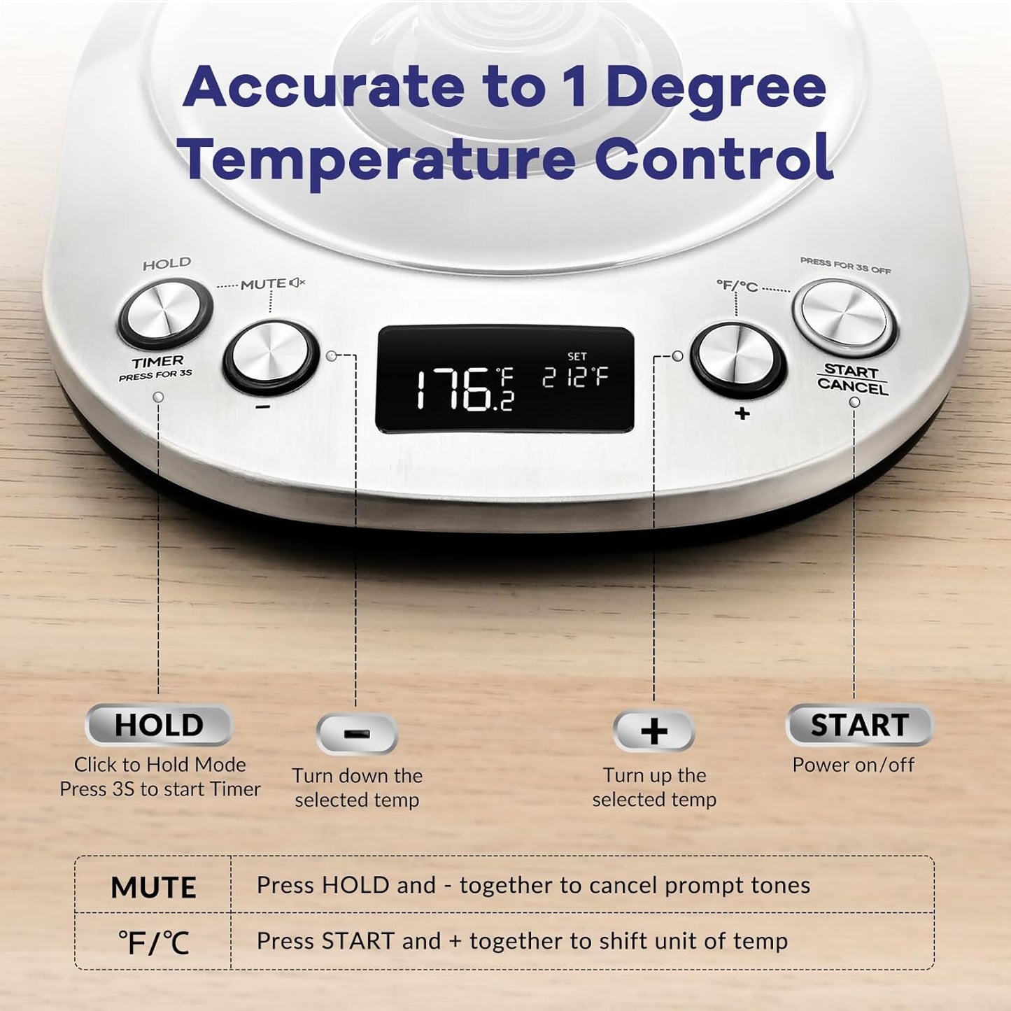 Mecity Electric Gooseneck Kettle With LCD Display Automatic Shut Off Retro Coffee Kettle Temperature Control Hot Water Boiler to Pour Over Tea, 1200 Watt Quick Heating Tea Pot, 0.8L, Stainless Steel