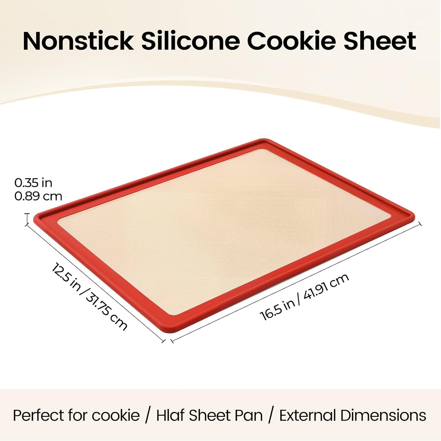 Vinino Silicone Cookie Sheets for Baking with Metal Reinforced Frame, Nonstick Silicone Baking Mat for Oven Low Edges, Half Baking Sheet Pan Dishwasher Safe BPA Free, 16.5"X12.5", Brownish Red