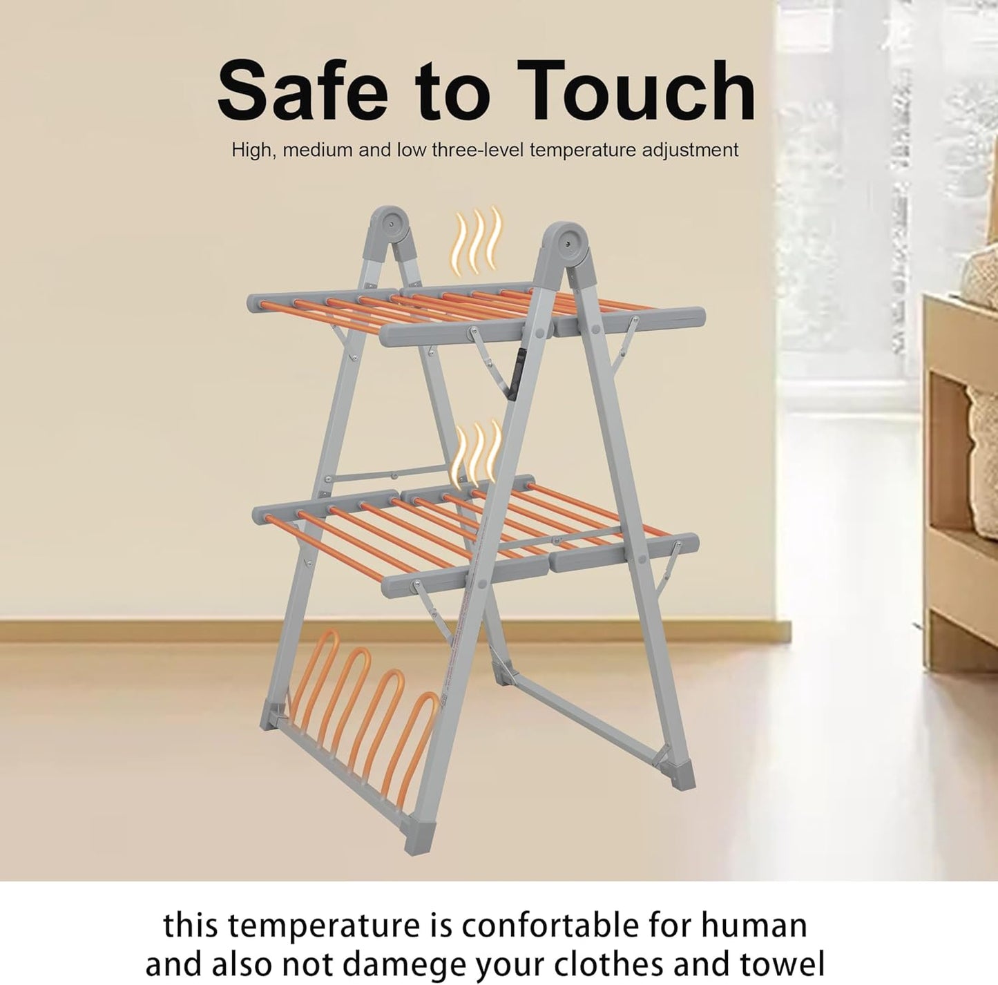 Electric Heated Clothes Drying Rack,Foldable Heated Garment Dryer with Timer Shut-Off Laundry Rack for Clothes Shoes Socks,Aluminum Alloy,Silvery Gray,Plug & Play,(39.37x25.98x23.82in)