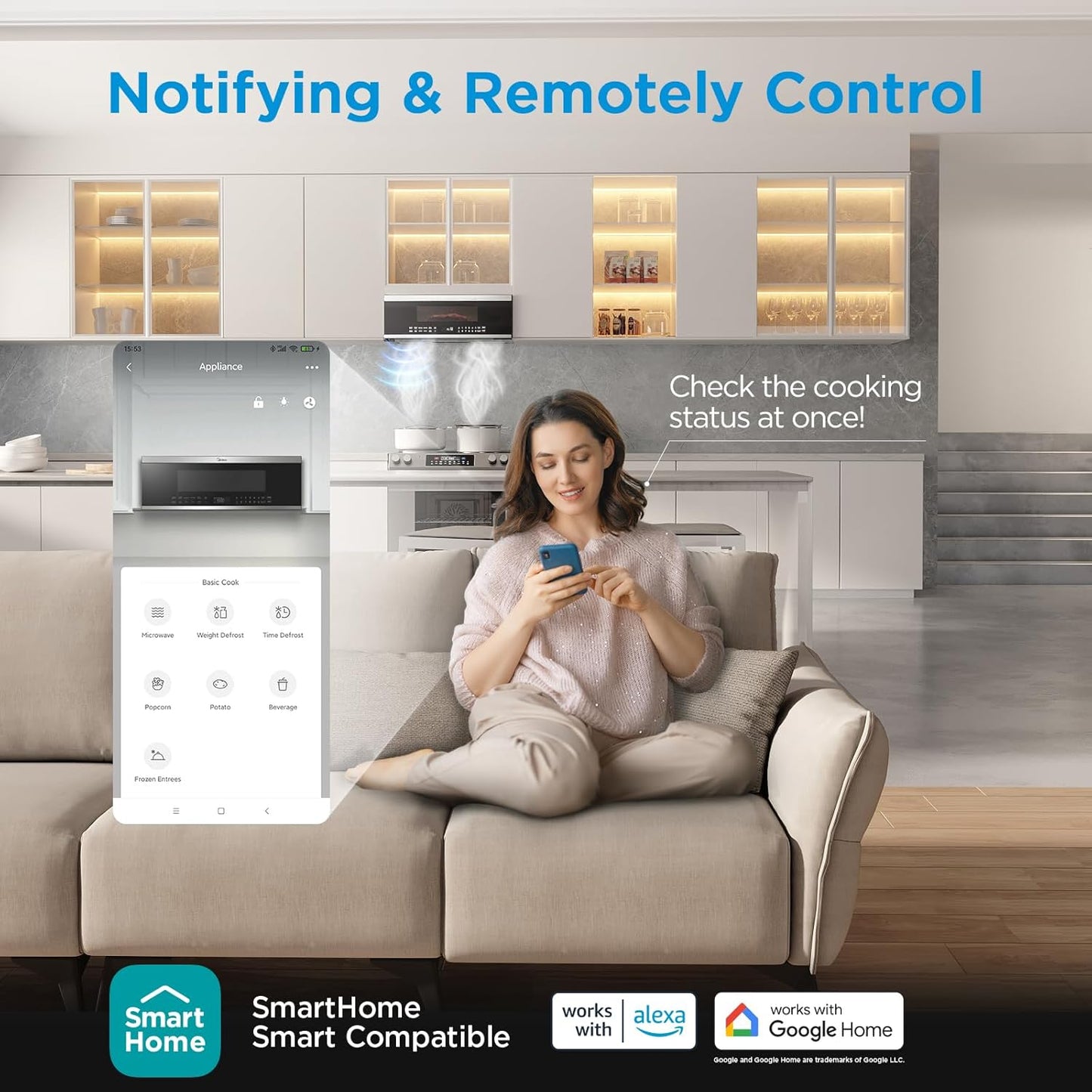 Midea MMO12S3ASTZ Over the Range Oven, 1.2 Cu.ft Slim, Stainless Steel Microwaves, 1000W Heating Power with 400CMF Vent Fan