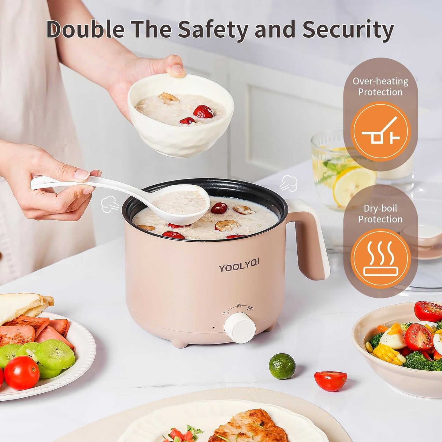 Hot Pot Electric : 1.5L Mini Ramen Cooker with 2 Temp Settings, Portable Lazy Pot Dorm, Office Must Have for Ramen/Noodles/Soup/Oatmeal