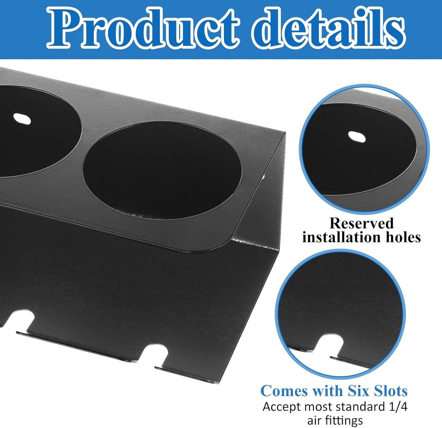 4Pcs Can Holder Rack Organizer Spray Bottle Holder Wall Mount Heavy-Duty Iron Can Storage for Garage And Workspace, Black 16.5×3.5×3.9inch with Five 3-Lnch Diameter Holes