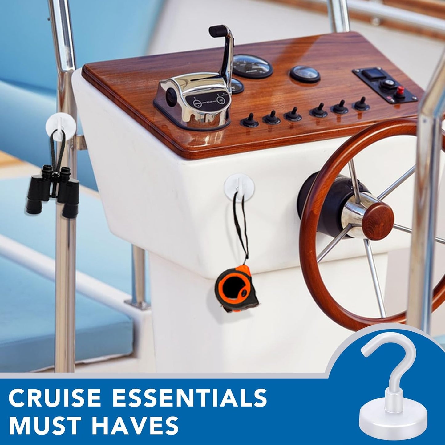 LOVIMAG Cruise Ship Essentials, 80Lb Magnetic Hooks for Cruise Cabins, Strong Magnetic Hooks for Hanging, Refrigerator, Celling, Grill, Fridge, Kitchen-12Pack