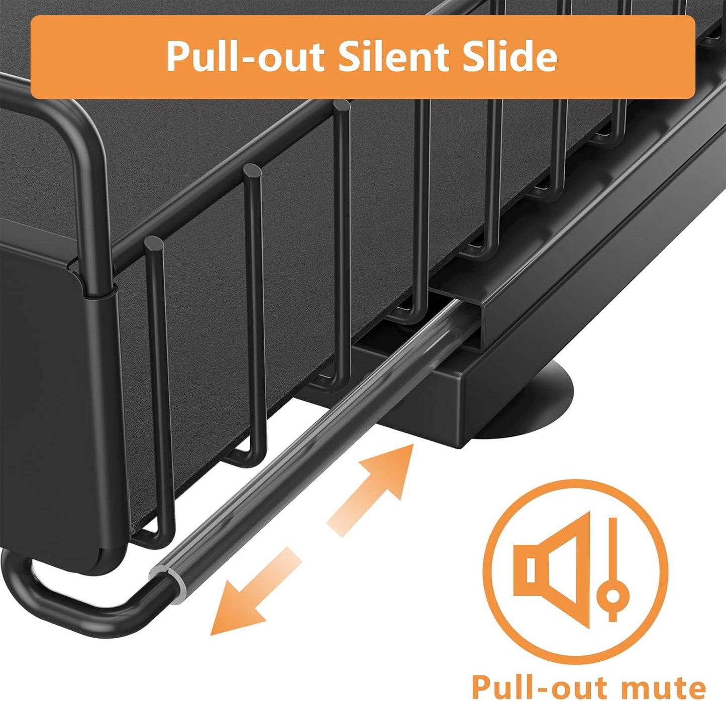 Under Sink Organizer, 2 Packs Under Sink Organizers and Storage, Slide Out Pull Out Cabinet Organizer Shelf with Metal Drawers for Kitchen Bathroom Pantry, Black