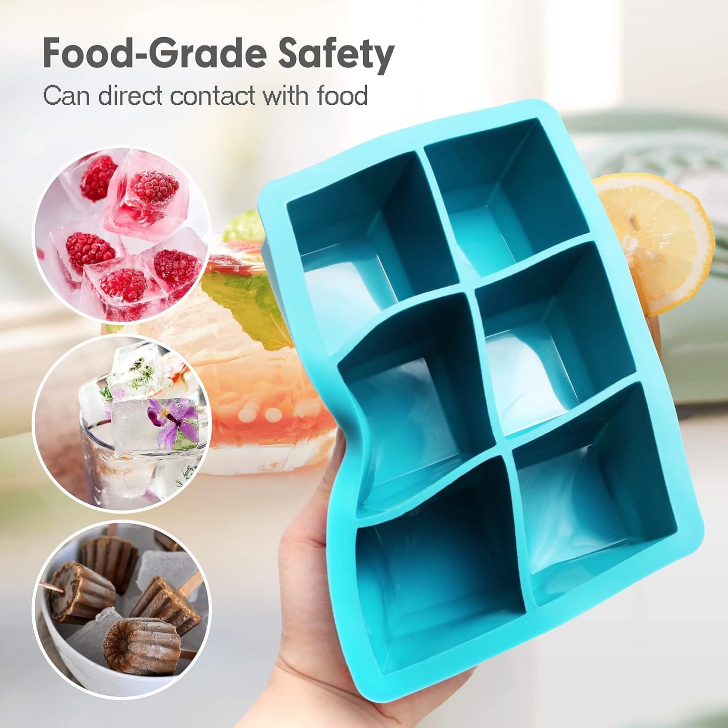 Silicone Ice Cube Trays 3 Pack - Large Size Silicone Ice Cube Molds with Leak Proof Removable Lid Square Ice Cube Tray And BPA Free for Cocktail,Whiskey, Stackable Flexible Ice