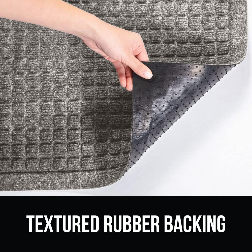 GORILLA GRIP Front Door Mat, 72x24, Indoor Outdoor Ultra Absorbent HydroAbsorb Doormat, Absorbs Up to 2.75 Cups of Water, Stain and Fade Resistant, Rubber Backing Doormats, Captures Dirt, Charcoal