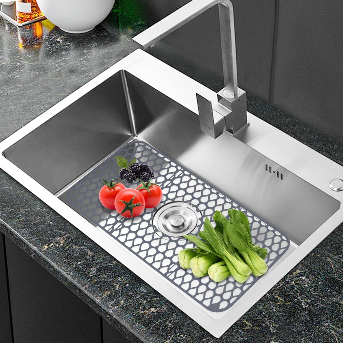 NICE DAY Sink Mat, Sink Protectors for Kitchen Sink By Better Housewares Wok Stand Strong Adsorption And Skid Resistance PVC Free Silicone Sink Mat (Extra Large: 26"x14")