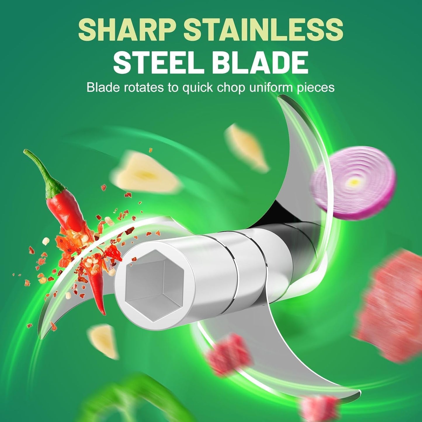 Electric Garlic Chopper, 300ML Portable Cordless Mini Food Processor, Rechargeable Vegetable Chopper Blender for Nuts Chili Onion Minced Meat and Spices BPA-Free(White)