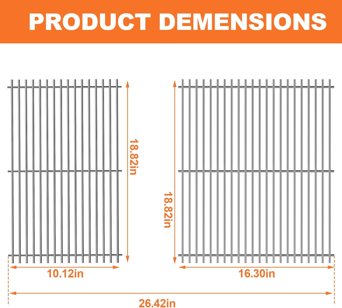 KEESHA 7852 Stainless Steel Grates Replacement Parts for Weber Crafted Genesis II 300 Series Grill Grates for Weber Genesis ii E-310 E-315 E-325 E-330 E-335 S-310 S-335 S-345 SE-335 SE-310