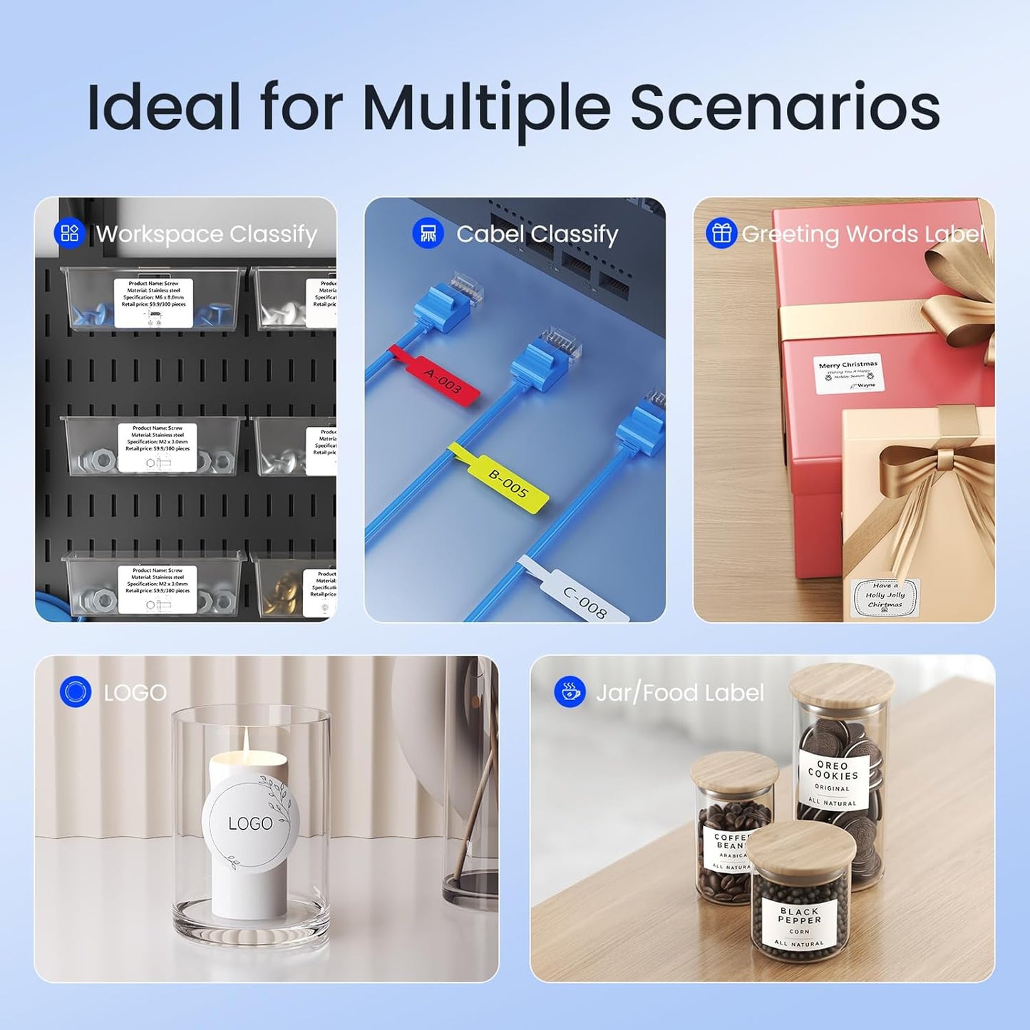 CLABEL Desk Bluetooth Barcode Label Printer: 221D Label Maker with Direct Thermal Printing, 2 Inch Print Width for Barcodes Address Shipping Warehouse with 1 Roll Label