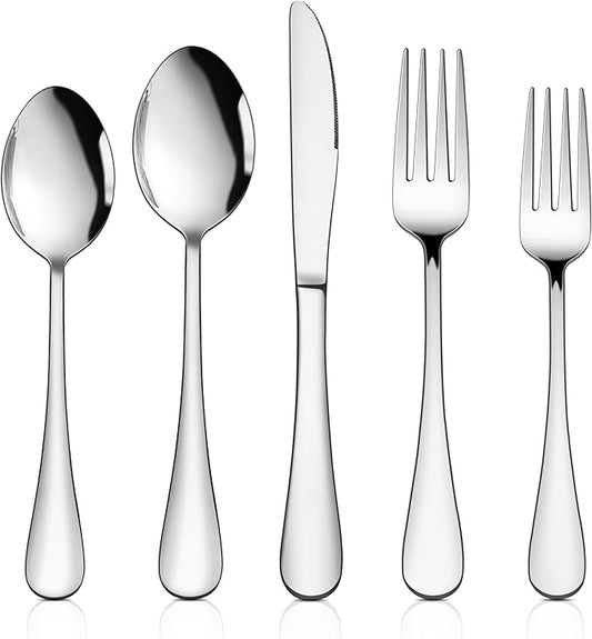 HaWare 50-Piece Silverware Set Service for 10, Stainless Steel Flatware Cutlery Set, Premium Tableware Eating Utensil Set for Home Kitchen, Include Fork Knife Spoon, Mirror Polished, Dishwasher Safe