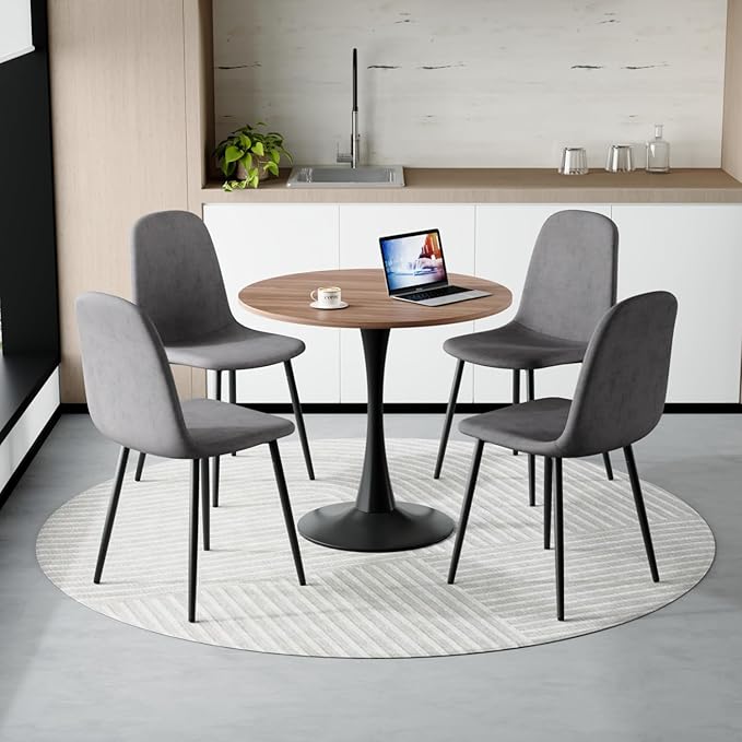 32" Round Dining Table Set for 4, Breakfast Table Set for 4, Round Kitchen Table and Chairs Set for Apartment,Break Room, Bistro,Living Hall, Small Space