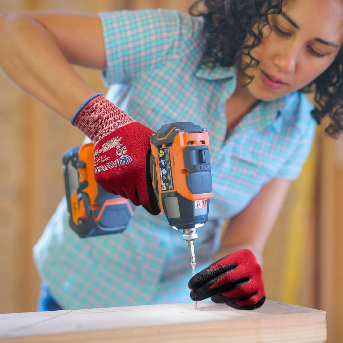 Safety Work Gloves MicroFoam Nitrile Coated-12 Pairs,KAYGO KG18NB,Seamless Knit Nylon Glove with Black Micro-Foam Nitrile Grip,Ideal for General Purpose,Automotive,Home Improvement, Red