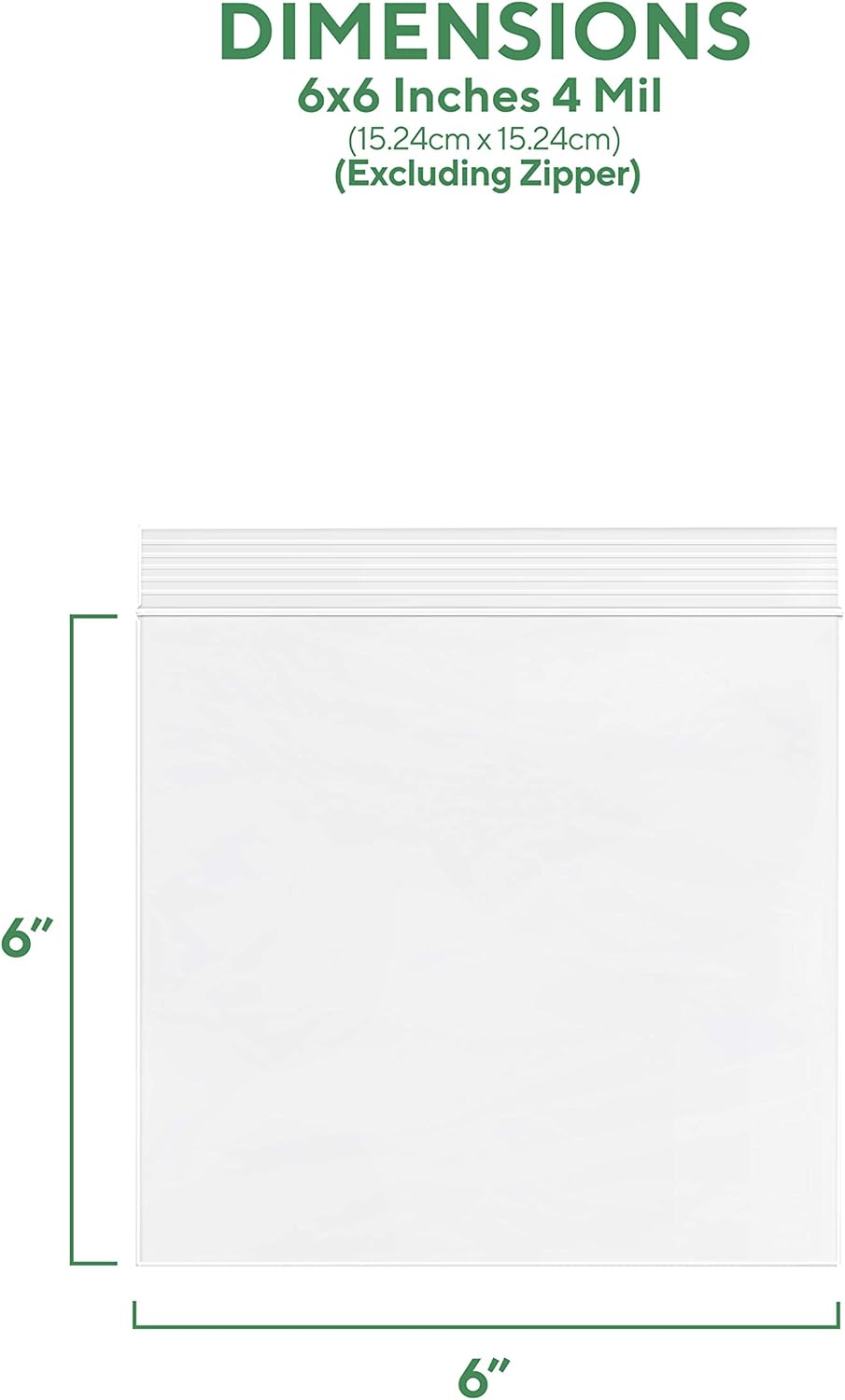 Clear Plastic Zip Sandwich Bags - Bulk GPI Pack of 500 6" X 6" 4mil Thick Heavy Duty, Strong & Durable Reclosable Poly Baggies with Resealable Zipper Lock for Travel, Storage, Packaging & Shipping