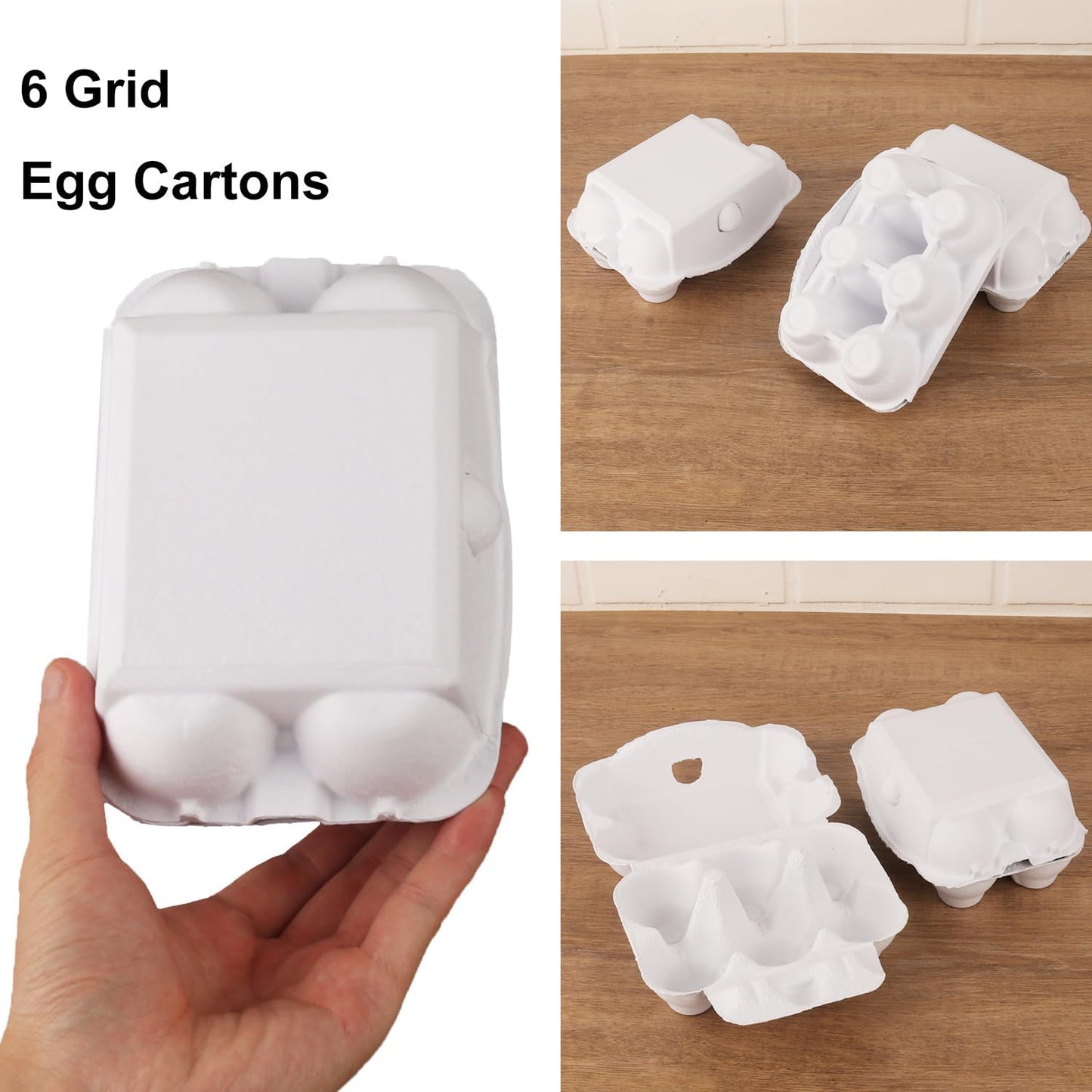 50 Pack Egg Baskets, Half Dozen Egg Cartons, Paper Egg Cartons, Egg Holder Hold 6 Eggs each for Safe Storage, Transport & Display - Ideal for Farm Fresh Eggs, Crafts, White(Standard Size)