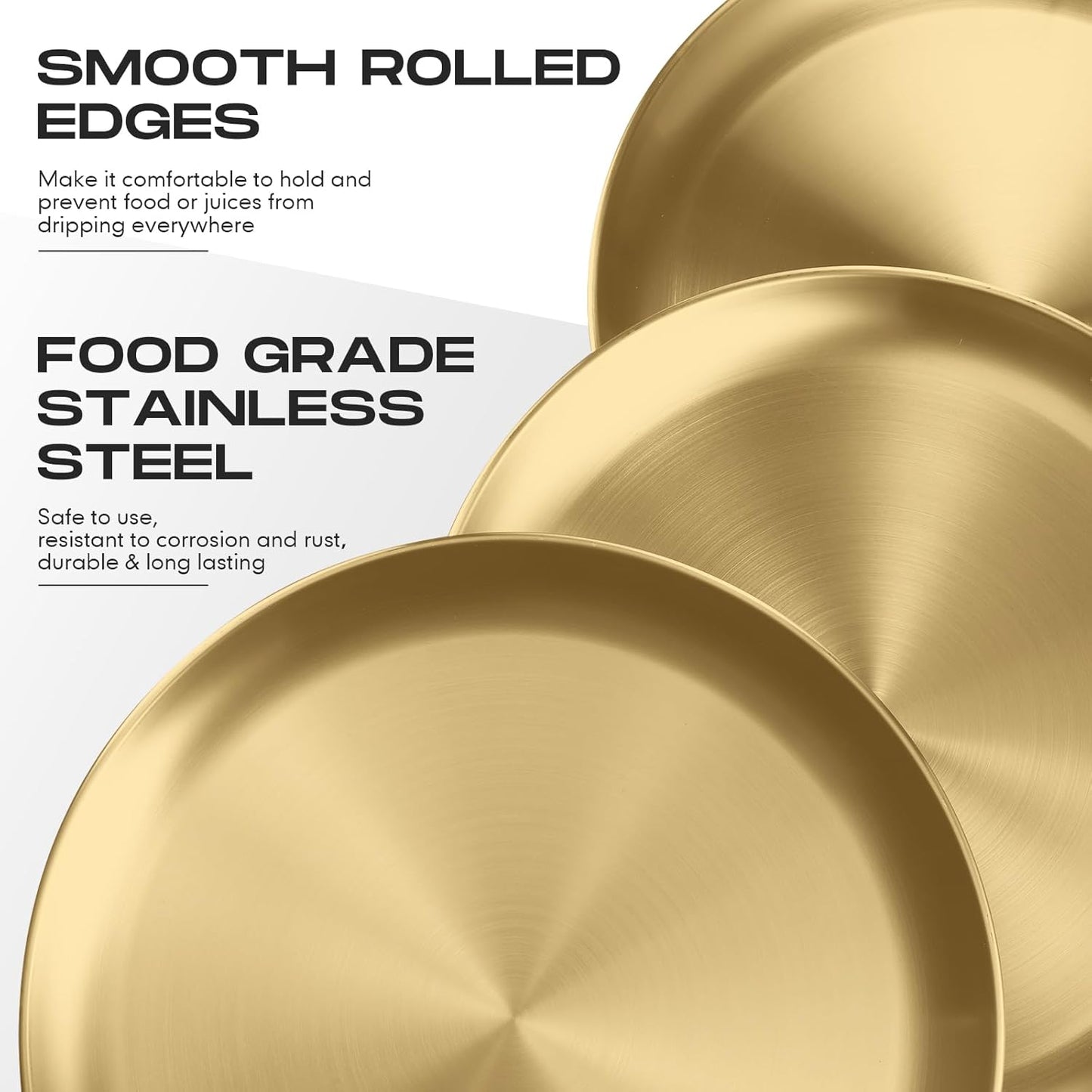 Thenshop 8 Pieces 12 Inch Pizza Pans Bulk Stainless Steel Sets Round Bakeware Pizza Trays for Oven Kitchen Baking Home Restaurant Safe Sturdy Reusable Easy Clean(Gold)