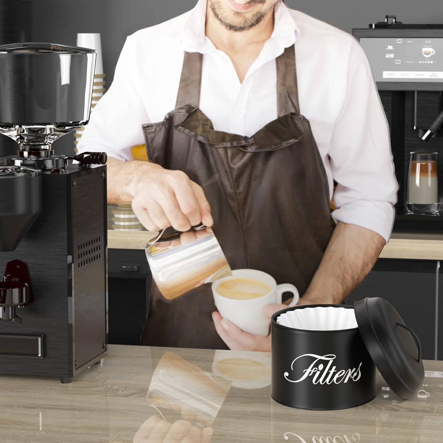 Coffee Filter Holder, Basket Storage Container for Counter, Black Small Bar Accessories for Coffee Bar Station(Black)