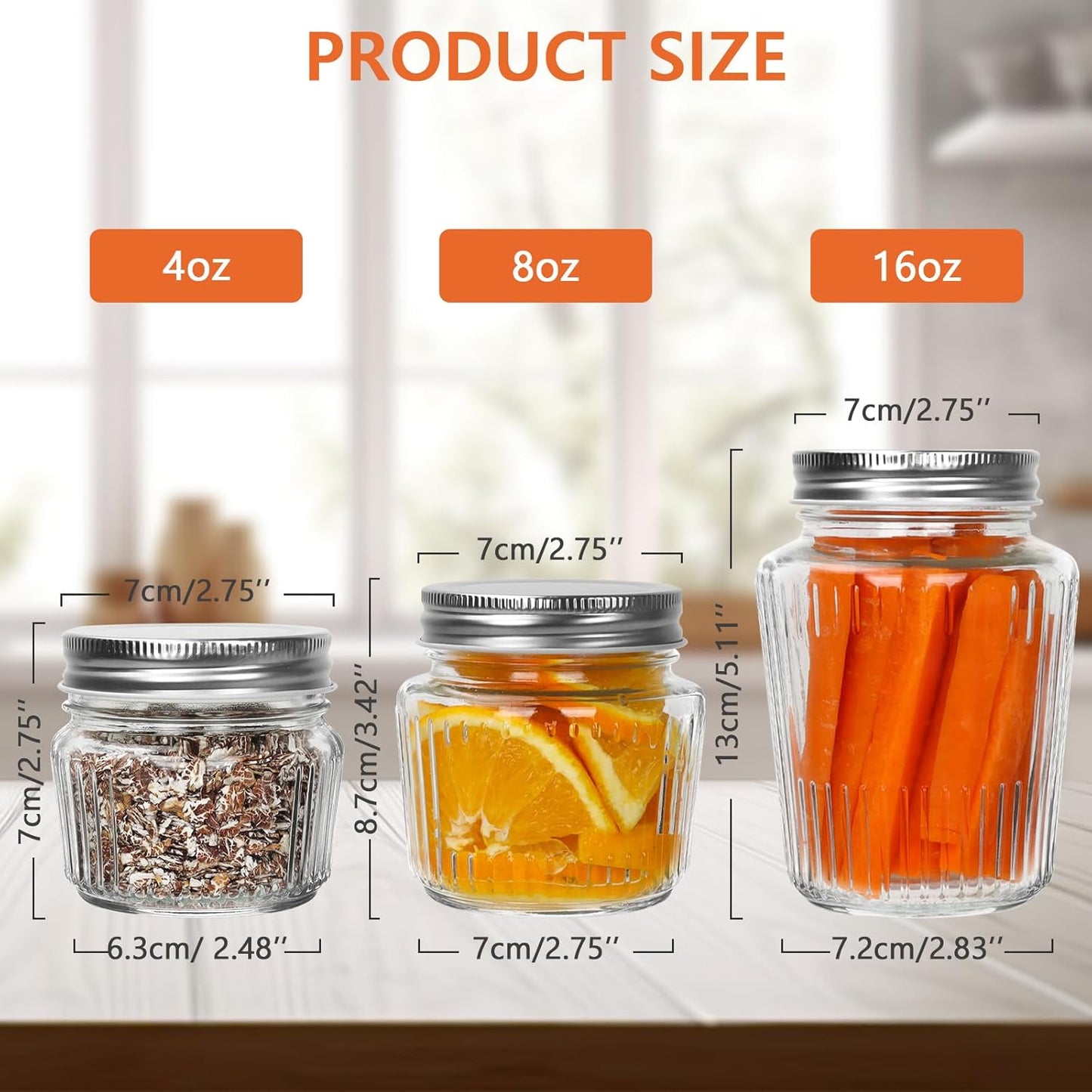 Cehomi Glass Mason Jars with Lids - 16 oz Vintage Canning Jars, Pickling Jars for Jelly, Jam, Honey, Pickles, Spice, Essential Preserver for Home Storage and Gifting 4 Pack